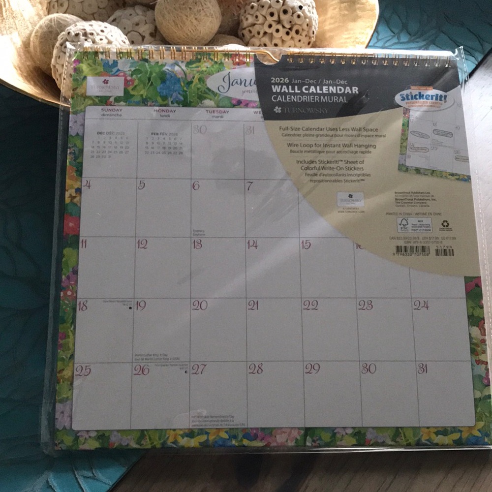 Turnowsky 2026 Floral Wall Calendar